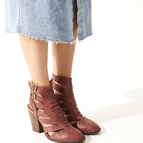 Free People Hayes Leather Heel Boot Mahogany 7 - Picture 3 of 16